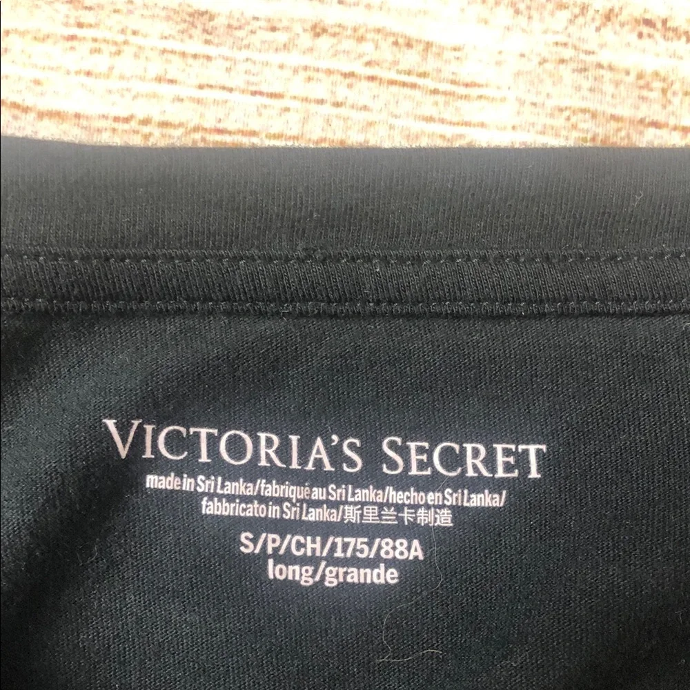 Victoria's Secret Black Tee with Shimmering Silver Logo‎
